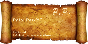 Prix Pető névjegykártya